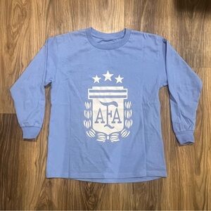Youth M/L Messi #10 Argentina Light Blue Long Sleeve Shirt Measurements Pictured